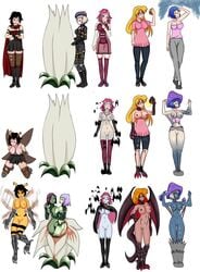 5girls alraune bee_girl blush clothing code_geass corruption dragon dragon_girl female glasses identity_death large_breasts liliraune_(monster_girl_encyclopedia) multiple_girls mushroom mushroom_humanoid ruby_rose rwby third-party_edit transformation transformation_sequence valkyria_chronicles vampire