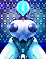 areolae big_breasts breasts busty cybernetics cyberpunk female female_focus female_only helmet hourglass_figure huge_breasts jsyrin large_breasts metallic_body minty_(neo_world_order) neo_world_order nipples pose posing puffy_nipples robot robot_girl tagme wide_hips