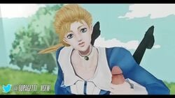 1boy 1girls 3d animated blonde_hair blue_eyes erina_pendleton female handjob jojo's_bizarre_adventure jonathan_joestar laying_on_stomach penis phantom_blood pov sound straight supagetti video