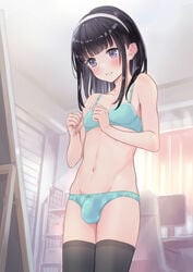 1boy bow_panties femboy male male_only onomi9ta penis penis_under_clothes solo trap