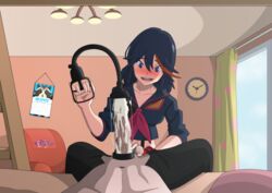 balls bed bedroom cum dress esejota female kill_la_kill matoi_ryuuko penis penis_pump pov