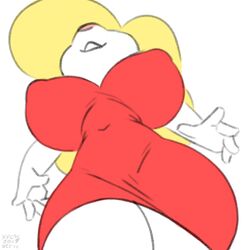 1:1 1girls 5_fingers animaniacs big_breasts breasts female female_only from_below fur hips huge_breasts large_breasts minerva_mink mink nipple_bulge solo solo_female thick thick_thighs thighs warner_brothers white_background wide_hips worm's-eye_view xylas