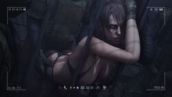 1girls 3boys 3d angry areolae ass ass_grab black_bra black_g-string black_pantyhose bra breasts breasts_out dark-skinned_male dark_skin forced from_behind g-string g-string_aside interracial light-skinned_female light_skin medium_breasts metal_gear_solid metal_gear_solid_v mgs nipples pantyhose qiousfm quiet_(metal_gear) rape sex stefanie_joosten surrounded tagme torn_pantyhose