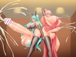 2futas absurd_res areolae ball_bra balls big_balls big_penis blue_eyes blue_hair breast_size_difference breasts censored cum cum_explosion duo ejaculation elbow_gloves excessive_cum fujidmc12 futa_only futanari gigantic_penis gloves hatsune_miku hi_res huge_breasts huge_cock huge_penis human hyper hyper_balls hyper_penis lactation light-skinned_futanari light_skin long_hair looking_at_viewer masturbation megurine_luka orgasm pale_skin penis penis_hold penis_size_difference pink_hair puffy_areola puffy_nipples seductive seductive_smile standing thighhighs tongue_out twintails vocaloid