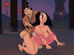 1boy 1boy1girl 1girls all_fours before_sex breasts breasts_out canon_couple disney disney_princess doggy_style dubious_consent erected_nipples fa_mulan female imminent_rape kneeling li_shang mulan nipples no_panties outdoors public public_sex rape temple xl-toons.com