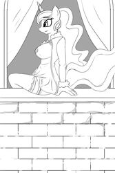 2016 2:3 5_fingers alicorn anthro areola babydoll balcony bangs big_breasts black_and_white bottomless breasts clothed clothing courtains curvy_figure digital_drawing_(artwork) digital_media_(artwork) equid equine eyebrows eyelashes feathered_wings feathers female fingers floating_hair floating_tail friendship_is_magic greyscale hair hasbro hi_res horn huge_breasts legband legwear lingerie long_hair looking_straight mammal monochrome my_little_pony nightgown nipples outside portrait princess_luna_(mlp) principericardo sitting sitting_on_wall sketch smile solo thighband translucent translucent_clothing unfinished unicorn_horn wings