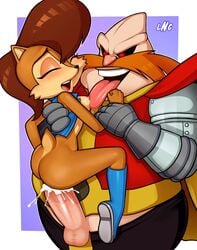 1boy 1girls anthro archie_comics areolae ass bald big_penis black_sclera bottomless breasts brown_hair closed_eyes cum cum_inside dr._eggman dr_robotnik fat_man female furry human_on_anthro interspecies knee_boots licking licking_breast loodncrood male mobian_(species) moustache nipples open_mouth protagonistsub_antagonistdom questionable_consent red_eyes red_hair sally_acorn satam_robotnik sega sex sonic_(series) sonic_satam sonic_the_hedgehog_(archie) sonic_the_hedgehog_(comics) sonic_the_hedgehog_(series) standing_sex straight tail vest wildbrain