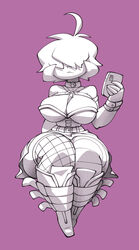 1girls 2021 aged_up bigdad breasts cellphone cleavage clothing electronics female female_focus female_only gaz_membrane hair_covering_eye human invader_zim nickelodeon pale_skin phone solo thicc_gaz thick_thighs thighs