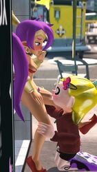 3d animal_humanoid anthro cephalopod cephalopod_humanoid crossover fellatio female futanari humanoid inkling inkling_girl mask_(marking) nintendo owo_sfm penis pointy_ears pseudo_hair shantae shantae_(character) smooth_skin splatoon splatoon_(series) squid tentacle tentacle_hair wayforward yellowist_(splatoon)