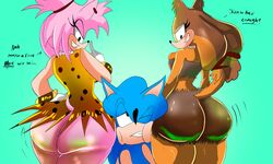 1boy 2girls amy_rose amy_rose_(boom) anthro big_ass big_butt female furry furry_only male sonic_(series) sonic_boom sonic_prime sonic_the_hedgehog sonic_the_hedgehog_(series) squish sticks_the_badger sticks_the_jungle_badger sticks_the_tejon susknuckles thorn_rose