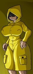 barefoot big_ass big_breasts big_butt edit female female_focus female_only human little_nightmares outerwear pale_skin raincoat richdraw six_(little_nightmares) ssj4kaiosama yellow_raincoat