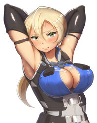 armpits arms_up big_breasts blonde_hair boob_window earth_defense_force maku_ro wing_diver