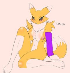 anthro artply bandai_namco breasts digimon digimon_(species) female hi_res looking_at_viewer looking_pleasured presenting renamon smile solo