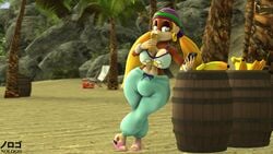 1futa 3d 5_fingers anthro ball_bulge balls balls_under_clothes banana barrel beach beach_chair beanie blonde_hair blue_eyes brown_fur bulge cleavage clothed crossed_legs dickgirl distracted donkey_kong_(series) eating flaccid furry futa_only futanari hoop_earrings intersex looking_at_phone mammal monkey nologo palm_tree penis penis_bulge penis_under_clothes sfm smartphone solo solo_futa source_filmmaker tiny_kong twintails wide_hips