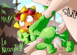 anal big_breasts big_penis cum cum_in_pussy female gangbang human_on_plantie lechugansfw plantie plants_vs_zombies:_heroes solar_flare_(pvz) spanish_text vaginal_penetration