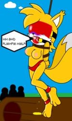 asphyxiation blindfold bondage breasts dead death execution exhibitionism female furry gag gagged genderswap genderswap_(mtf) hanged medium_breasts nipples panties peeing rule_63 snuff sonic_(series) sonic_the_hedgehog_(series) tails tails_the_fox tailsko underwear urinating urine_pool