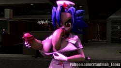 1futa 3d animated autofellatio blue_hair cumming diphallia diphallism ejaculation futanari large_penis multi_penis nurse penis penis_nipples shocking_(artist) skullgirls sound tagme valentine_(skullgirls) video