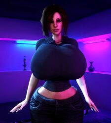 1girls 3d 3d_(artwork) alternate_breast_size asymmetrical_hair bare_shoulders big_breasts breasts breasts_bigger_than_head breasts_bigger_than_torso brown_eyes brown_hair bulletstorm busty clothed clothed_female curvy electronic_arts enormous_breasts epic_games eyebrows eyelashes eyeshadow female female_only gigantic_breasts hair hair_over_one_eye highres hips hourglass_figure human human_female human_only hyper hyper_breasts large_breasts lips looking_at_viewer massive_breasts midriff midriff_baring_shirt nose people_can_fly shiny shiny_skin short_hair slim_waist small_waist solo thick_lips thin_waist top_heavy top_heavy_breasts trishka_novak upper_body vaako voluptuous wasp_waist wide_hips