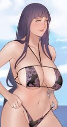 1girls absurdres adjusting_swimsuit alternate_breast_size bangs bare_shoulders big_breasts bikini blue_sky blunt_bangs boruto:_naruto_next_generations breasts cloud cropped_legs curvaceous curvy curvy_female curvy_figure eyepatch_bikini female female_only female_pubic_hair floral_print high_resolution highleg highleg_bikini highres hourglass_figure huge_breasts hyuuga_hinata jewelry jnsdh large_breasts light-skinned_female light_purple_eyes light_skin long_hair low-tied_long_hair mature mature_female midriff milf naruto naruto:_the_last naruto_(series) naruto_shippuden navel ocean outdoors parted_lips pinup pubic_hair pubic_hair_peek purple_bikini purple_hair revealing revealing_clothes revealing_swimsuit ring sideboob sky solo solo_female solo_focus standing swimsuit tied_hair very_long_hair violet_eyes voluptuous water wedding_ring wide_hips