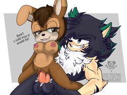 aaronliddell absurd_res black_body black_fur blush breasts brown_body brown_fur brown_hair coco_the_rabbit_(darknetic) collaboration darknetic duo eulipotyphlan female female_on_top female_penetrated fluffy fur genitals green_body green_fur hair hedgehog hi_res lagomorph leporid male male/female male_on_bottom male_penetrating male_penetrating_female mammal nipples nude on_bottom on_top open_mouth pale_fur penetration penile penile_penetration penis_in_pussy pussy rabbit reverse_cowgirl_position sega sex sonic_(series) stomach_bulge vaginal_penetration white_body white_fur zeeko_the_hedgehog_(aaronliddell)