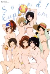 7girls armpits arms_up bare_shoulders barefoot blush braid breasts cape collage female female_only flat_chest hibike!_euphonium katou_hazuki kawashima_sapphire kousaka_reina leaning_forward long_hair looking_at_viewer multiple_girls nakagawa_natsuki nude ogasawara_haruka one_eye_closed open_mouth oumae_kumiko peace_sign purple_eyes purple_hair pussy sitting small_breasts smile sunhat tagme tanaka_asuka thigh_gap uncensored volleyball yuri