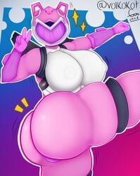 1girls big_ass big_breasts cuddle_team_leader female fortnite mecha_cuddle_master peace_sign tagme volkokot