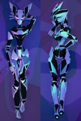 3d 3d_(artwork) anonoxity blender bodypillow dakimakura glowing glowing_eyes glowing_mouth green_eyes low_poly mendicant_bias(anonoxity) mindy_(anonoxity) neon_lights pillow pink_eyes presenting rabbit_ears robot robot_ears robot_girl vera_(anonoxity)