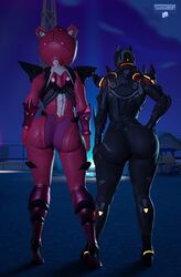 2girls 3d behind_view fortnite fortnite:_battle_royale huge_ass large_ass mecha_cuddle_master oblivion_(fortnite) tagme wotm8h8