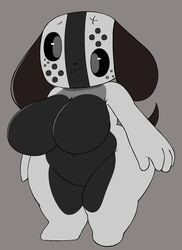 4_fingers adorable anthro big_breasts black_eyes breasts canine cute cute_face dog_ears dog_tail female female_only grey_body grey_skin huge_breasts naked nintendo nintendo_switch nude nude_female potatochip_(artist) solo solo_female switch_dog switch_dog_oled