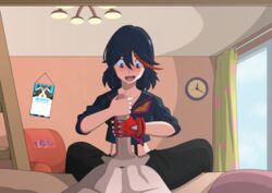 balls bed bedroom dress esejota female handjob kill_la_kill matoi_ryuuko penis pov