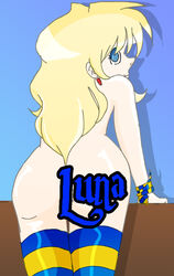 1girls ass ass_focus censored female female_only harry_potter luna_lovegood ravenclaw ravenclaw_tie solo solo_female tagme text witch_(harry_potter)