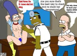 breasts color female homer_simpson human indoors julius_hibbert male marge_simpson multiple_males penis sitting straight tagme the_simpsons vulva