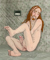 1boy anal_fingering anal_penetration balding circumcised closed_eyes dethklok dreadlocks erect_while_penetrated eyebrow_piercing finger_fuck fingering_self fingers_in_ass gay gay_sex gearsmoke gritted_teeth handjob_while_penetrated holding_penis human leg_up long_hair male male_only masturbation metalocalypse nude penis pickles_the_drummer red_hair self_fuck shower sitting solo stroking_cock tagme