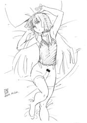 1boy androgynous arched_back censored crossdressing erection femboy girly lying male_only natsuki_(natsuyasumi.) natsuyasumi penis po-ju sketch tagme