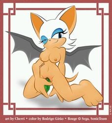 3_toes anthro bat breasts cherri female female_only front_view masturbation nude pussy rouge_the_bat sega sonic_(series) tagme