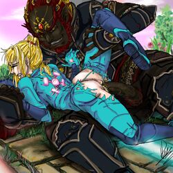 crossover female ganondorf ganondorf_(twilight_princess) male metroid nintendo penis rape samus_aran straight_hair super_smash_bros. super_smash_bros._brawl the_legend_of_zelda torn_bodysuit torn_clothes twilight_princess zero_suit zero_suit_samus