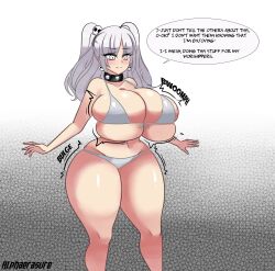 1girls 2d alphaerasure ass ass_bigger_than_head ass_expansion big_ass big_breasts big_thighs bikini bra breast_expansion breasts breasts_bigger_than_head character_request dialogue digital_media_(artwork) english english_dialogue english_text expansion expansion_sequence female female_focus female_only goth goth_girl hair hair_ornament huge_ass huge_breasts large_ass large_breasts looking_at_viewer panties slim_waist thick_thighs thighs white_eyes white_hair