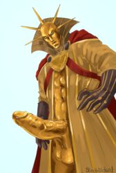 1boy artist_name balthasar_gelt big_penis blindwildcat erection gold_(metal) gold_skin looking_down male male_focus male_only male_presenting mask masked muscular muscular_male penis solo testicles warhammer_(franchise) warhammer_age_of_sigmar warhammer_fantasy