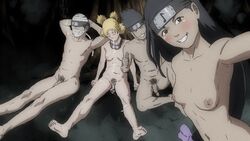 2boys 2girls after_oral after_sex after_vaginal black_hair blonde_hair blush breasts completely_nude cum cum_covered cum_in_mouth cum_in_pussy exhausted female forest kin_tsuchi kinuta_dosu long_hair looking_at_viewer male multiple_boys multiple_girls naked naruto naruto_(classic) naruto_(series) outdoors penis selfie short_hair sitting smile standing temari temon zaku_abumi