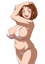 1girls big_breasts bikini brown_hair hi_res my_hero_academia ochako_uraraka sacaprico solo solo_female swimsuit veiny_breasts