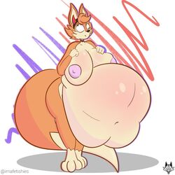 absurd_res animal_humanoid anthro belly canid canid_humanoid canine canine_humanoid expansion fat female fox fox_humanoid hi_res humanoid imafetish mammal mammal_humanoid nude sam solo vore