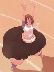 1girls arms_above_head ass bamboo_ale basketball_court big_ass blush bottom_heavy brown_hair chubby clothing enormous_ass enormous_thighs exercise_clothing fat fat_ass fat_thighs female female_only giant_ass gigantic_ass gigantic_thighs huge_ass huge_hips huge_thighs hyper hyper_ass hyper_thighs iceberg_body_shape large_ass large_thighs massive_ass massive_thighs medium_hair obese overweight solo steamy_breath t-shirt thick_ass thick_legs thick_thighs tight_clothing wide_hips