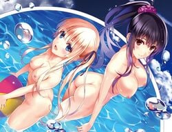 2girls bathing breasts female female_only kasumigaoka_utaha long_hair looking_at_viewer multiple_girls nude saenai_heroine_no_sodatekata sawamura_spencer_eriri tagme waterball