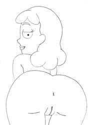 anus ass ass_focus big_ass cute female_focus looking_at_viewer looking_back monochrome nude planetina presenting_anus presenting_ass presenting_hindquarters presenting_pussy rick_and_morty smile smiling solo solo_female