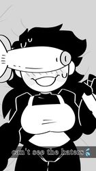 1boy 1boy1girl 1girls big_penis black_and_white black_hair blush cant_see_the_haters cyan_(thehoraco) english_text genderswap_(mtf) horaco long_hair meme newgrounds penis_on_face rule_63 selfie sweat tankmen tanksona tankwoman text thehoraco