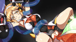 bodysuit breasts brown_hair censored clenched_teeth covered_navel covered_nipples female impossible_bodysuit impossible_clothes interspecies large_breasts monster mosaic_censoring multicolored multicolored_bodysuit multicolored_clothes noise_(symphogear) orange_bodysuit orange_eyes penis pussy rape restrained senki_zesshou_symphogear sex shiny shiny_clothes shiny_hair shiny_skin short_hair skin_tight solo_focus straight tachibana_hibiki_(symphogear) teeth toranpo_rintarou torn_bodysuit torn_clothes vaginal_penetration