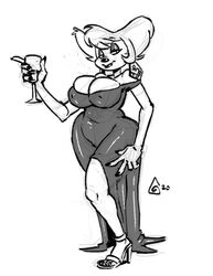 dizzy_demon dress furry goof_troop large_breasts milf peg_pete tagme wine