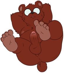 angus_delaney anthro anus ass balls bear belly brown_body brown_fur dad_bod dadbod erection eyewear fur genitals glasses hi_res male mammal moobs night_in_the_woods nipples nude overweight overweight_anthro overweight_male penis perineum solo tbid ursid video_games