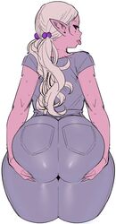 1girls ass ass_dough ass_support ass_up big_ass big_butt breasts curvy dark-skinned_female dark_elf dark_skin dat_ass elf elf-san_wa_yaserarenai elf_ears fat_ass female from_behind grabbing_own_ass hand_on_ass huge_ass huge_butt humanoid jeans kuroeda long_hair looking_at_viewer looking_back mole_under_eye pants pointy_ears ponytail sketch synecdoche t-shirt thick_thighs tight_jeans tight_pants tongue_out white_hair wide_hips