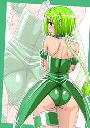 ass asu_(artist) blush leotard looking_at_viewer looking_back magical_girl mew_lettuce midorikawa_lettuce tokyo_mew_mew